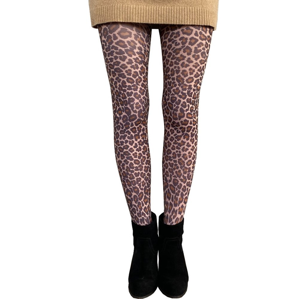Leopard Tights natural small to plus size